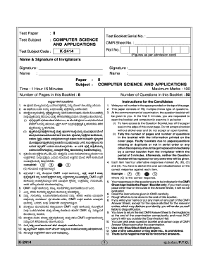 Computer Science and Applications OMR Sheet