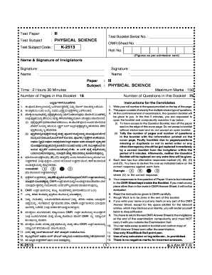 Physical Science Test Paper III
