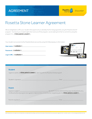 Rosetta Stone Learner Agreement