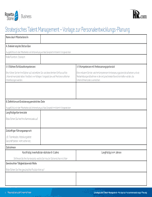 Strategisches Talent Management – Vorlage zur Personalentwicklungs-Planung