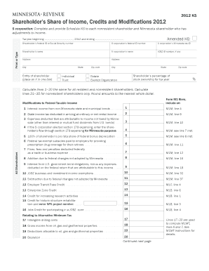Minnesota Shareholder Income Form 2012