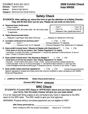 Science Fair Safety Check Form
