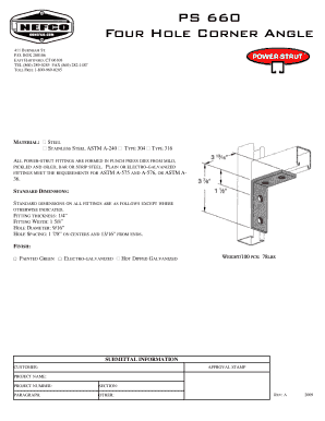 Power-Strut Fitting Specification Sheet