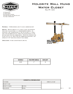 Holdrite Wall Hung Water Closet Bracket
