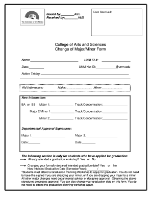 College of Arts and Sciences Change of Major/Minor Form