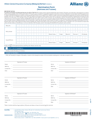 Allianz Malaysia Nomination Form