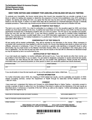 New York Notice and Consent for AIDS-Related Blood or Saliva Testing