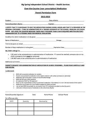 Over-the-Counter Medication Permission Form