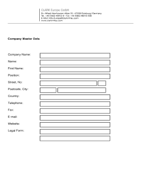 Forklift Company Information Form