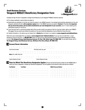 Vanguard 403(b)(7) Beneficiary Designation Form