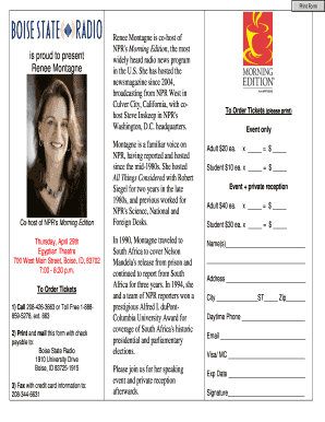 NPR Event Ticket Order Form