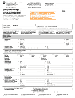 Swiss Visa Application Form