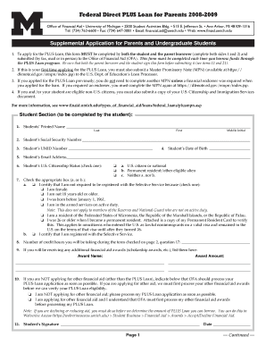 Federal Direct PLUS Loan for Parents Application