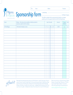 UK Gift Aid Sponsorship Form