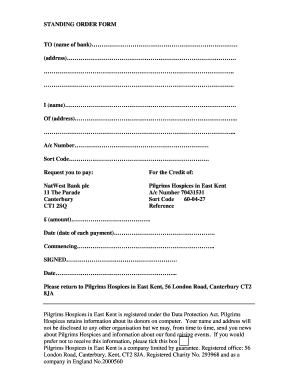 Standing Order Form