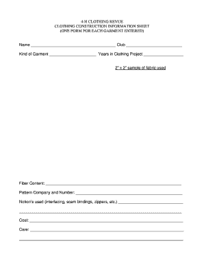 4-H Clothing Construction Information Sheet