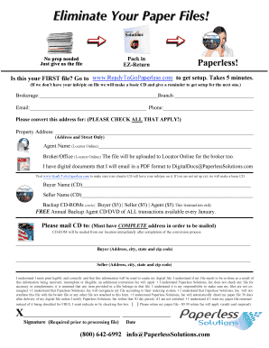 Paperless Solutions Document Conversion Form