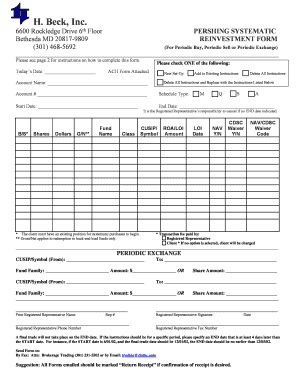 Pershing Systematic Reinvestment Form