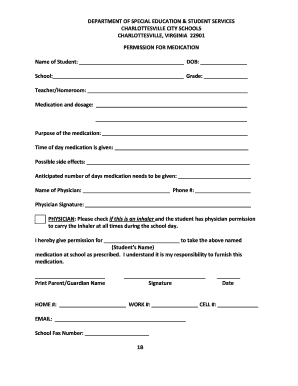 Medication Administration Permission Form