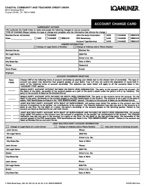 Account Change Card