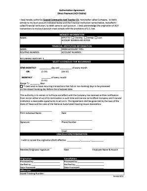 Authorization Agreement for Direct Payment (ACH Debits)