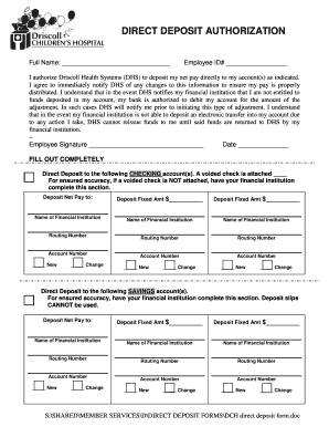 Direct Deposit Authorization Form