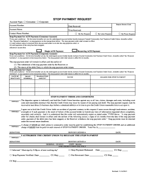 Stop Payment Request Form