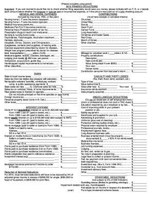 2015 Itemized Deductions Form