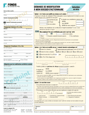 Demande de modification à mon dossier d’actionnaire