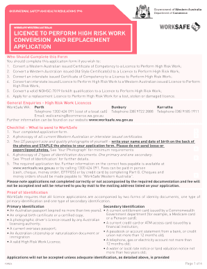 Western Australia High Risk Work Licence Conversion Application