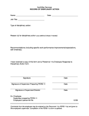 Employee Disciplinary Action Record