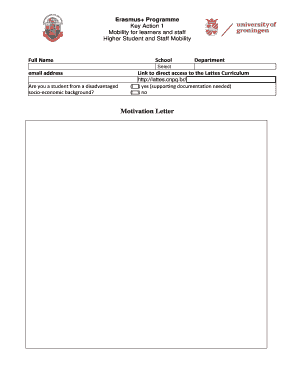 Erasmus+ Higher Student and Staff Mobility Application