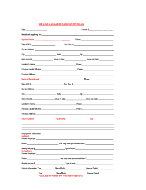 Section 8 Rental Application Form
