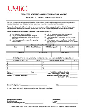 Request to Enroll in Excess Credits