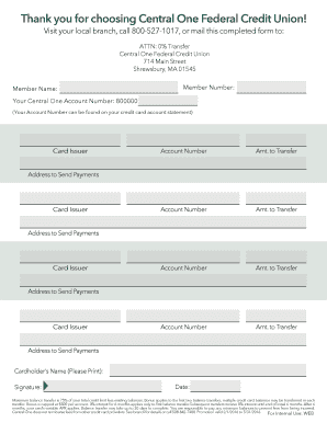 Central One Balance Transfer Request Form