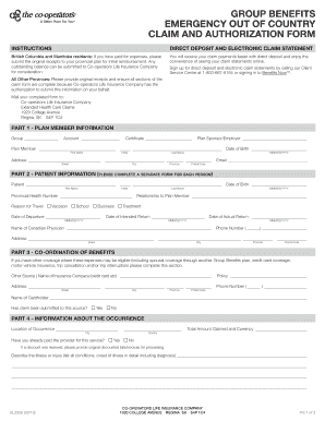 Emergency Out of Country Claim and Authorization Form