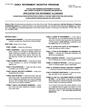 New Jersey Police and Firemen's Retirement System Application