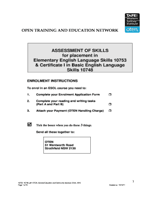 ESOL Course Enrolment Application Form