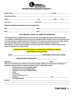 Membership Resignation Request Form
