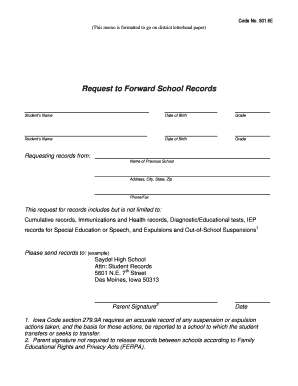 Request to Forward School Records