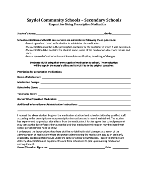 Request for Giving Prescription Medication