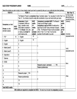 SACE Study Program Planner