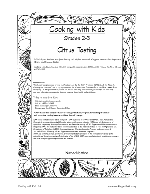 Citrus Tasting Student Worksheet