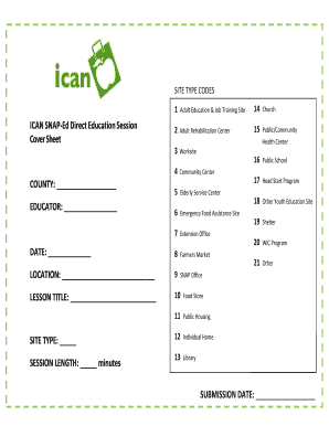 SNAP-Ed Direct Education Session Cover Sheet