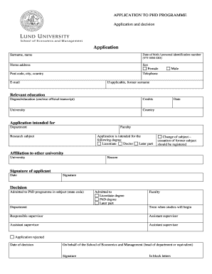 PhD Programme Application Form