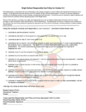 Bright School Responsible Use Policy for Grades K-2