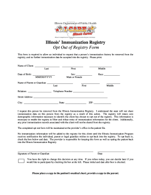 Illinois Immunization Registry Opt-Out Form