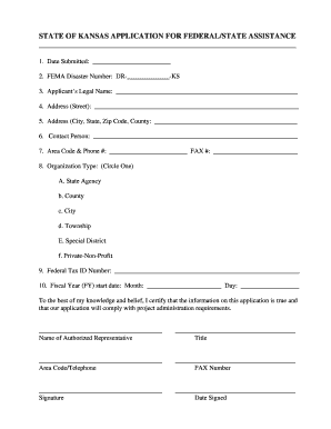 Kansas Federal/State Assistance Application