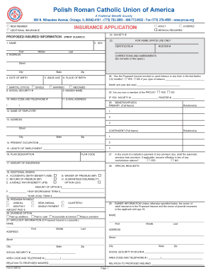 PRCUA New Member Insurance Application