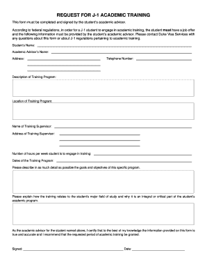 J-1 Academic Training Request Form